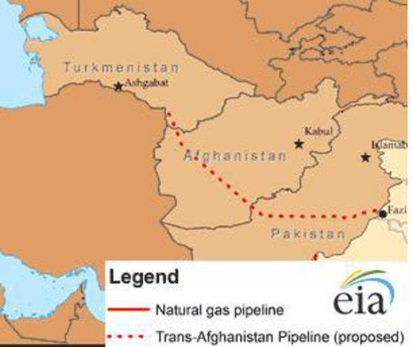 map of Turkmenistan-Afghanistan-Pakistan-India pipeline
