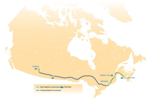 energy east pipeline map Energy East Pipeline Hardisty Alberta Hydrocarbons Technology
